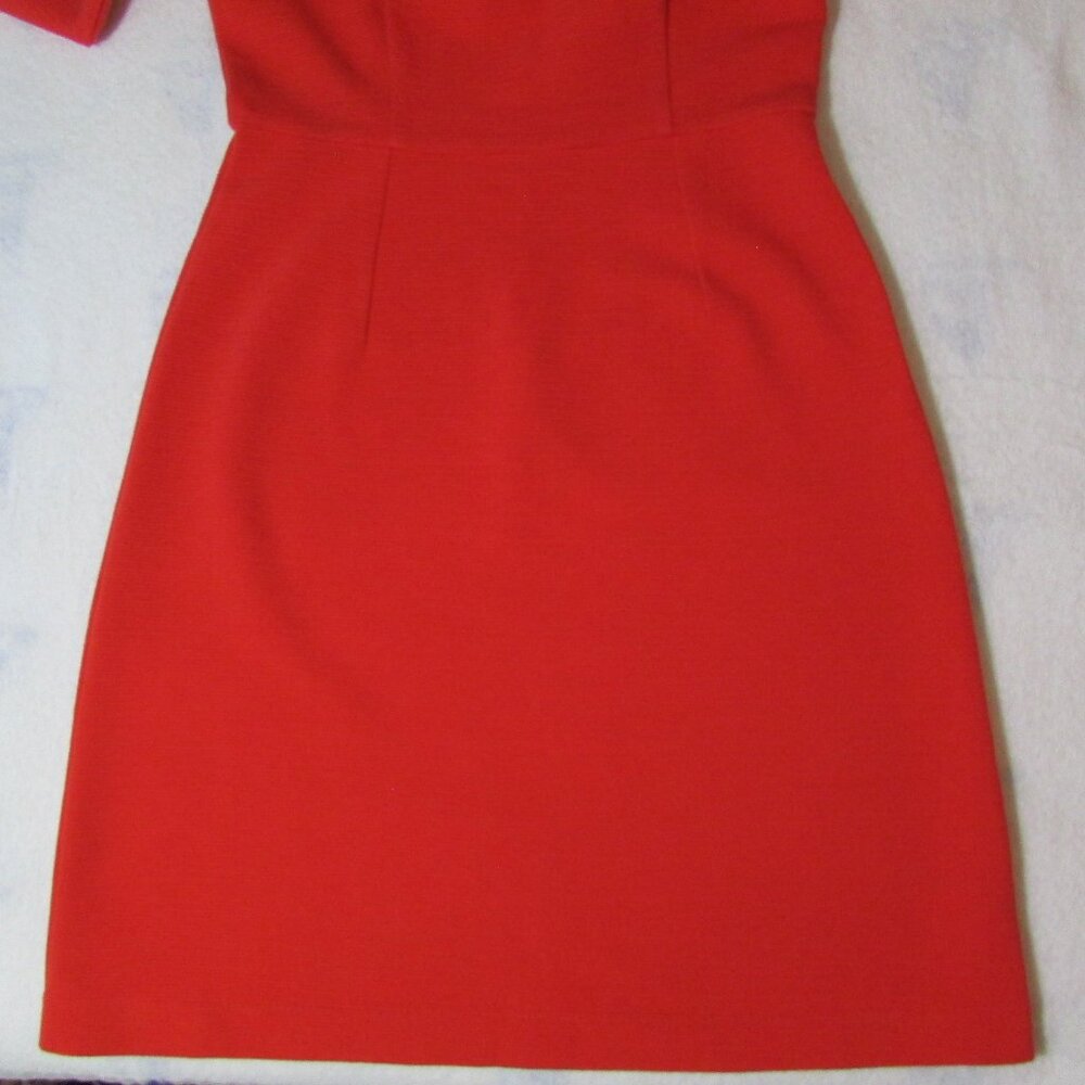Boden Dress Zoe Red Pepper Ponte Knit Funnel Mock Cowl Neck Sheath - Picture 9 of 12